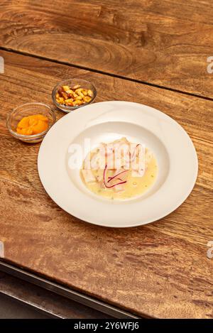 Die peruanische Ceviche ist durch ihre Leche de tigre gekennzeichnet Stockfoto