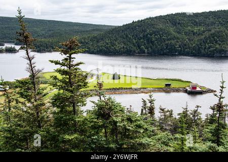 Blick auf den Northeast Arm vom Seven Island Lookout auf NL 100 in Placentia, Neufundland und Labrador, Kanada Stockfoto