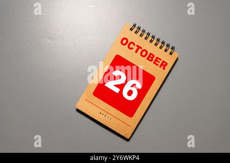 Oktober 26 Kalendertext auf Holzblöcken mit Kopierraum für Ideen.ndar Datumstext auf Holzblöcken mit Kopierraum für Ideen. Cop Stockfoto