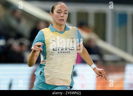 Manchester, Großbritannien. September 2024. Naomi Layzell von Manchester City während des Spiels der UEFA Women's Champions League im Academy Stadium in Manchester. Der Bildnachweis sollte lauten: Andrew Yates/Sportimage Credit: Sportimage Ltd/Alamy Live News Stockfoto