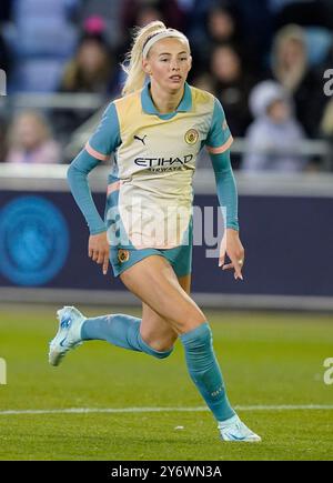 Manchester, Großbritannien. September 2024. Chloe Kelly aus Manchester City während des Spiels der UEFA Women's Champions League im Academy Stadium in Manchester. Der Bildnachweis sollte lauten: Andrew Yates/Sportimage Credit: Sportimage Ltd/Alamy Live News Stockfoto