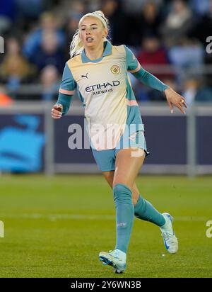 Manchester, Großbritannien. September 2024. Chloe Kelly aus Manchester City während des Spiels der UEFA Women's Champions League im Academy Stadium in Manchester. Der Bildnachweis sollte lauten: Andrew Yates/Sportimage Credit: Sportimage Ltd/Alamy Live News Stockfoto