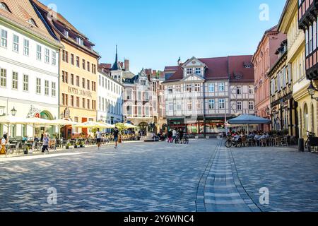 DEUTSCHLAND, QUEDLINGBURG - 06. September 2023: Historische Stadt Quedlinburg, Sachsen-Anhalt, Deutschland. Stockfoto