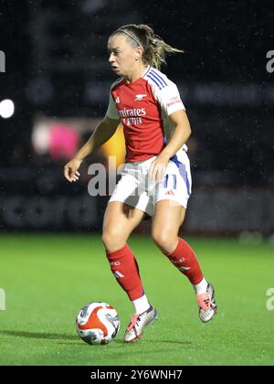 Borehamwood, Großbritannien. September 2024. Borehamwood, England, 26. September 2024: Katie McCabe (11 Arsenal) während der Qualifikation zur UEFA Womens Champions League Runde 2: Zweites Leg-Spiel zwischen Arsenal und BK Hacken im Mangata Pay UK Stadium, Meadow Park in Borehamwood, England. (Jay Patel/SPP) Credit: SPP Sport Press Photo. /Alamy Live News Stockfoto