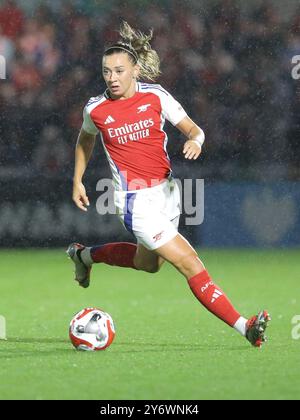 Borehamwood, Großbritannien. September 2024. Borehamwood, England, 26. September 2024: Katie McCabe (11 Arsenal) während der Qualifikation zur UEFA Womens Champions League Runde 2: Zweites Leg-Spiel zwischen Arsenal und BK Hacken im Mangata Pay UK Stadium, Meadow Park in Borehamwood, England. (Jay Patel/SPP) Credit: SPP Sport Press Photo. /Alamy Live News Stockfoto