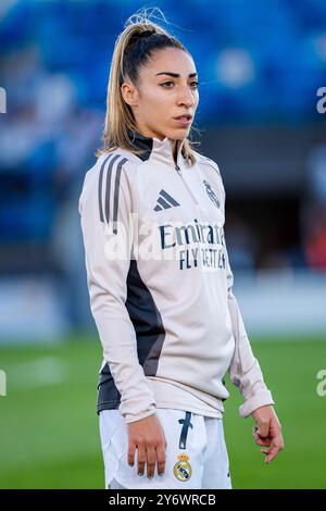 Madrid, Madrid, Spanien. September 2024. Olga Carmona von Real Madrid wurde am 26. September 2024 im spanischen Madrid im Estadio Alfredo Di Stefano während des 2. Runde 2. Leg-Spiels zwischen Real Madrid und Sporting CP gezeigt. (Kreditbild: © Alberto Gardin/ZUMA Press Wire) NUR REDAKTIONELLE VERWENDUNG! Nicht für kommerzielle ZWECKE! Stockfoto