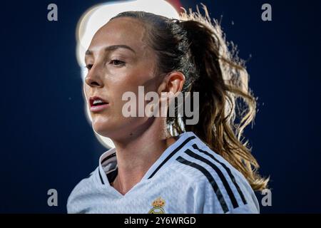 Madrid, Madrid, Spanien. September 2024. Caroline Weir von Real Madrid wurde am 26. September 2024 im spanischen Madrid im Estadio Alfredo Di Stefano während des 2. Runde 2. Leg-Spiels zwischen Real Madrid und Sporting CP gezeigt. (Kreditbild: © Alberto Gardin/ZUMA Press Wire) NUR REDAKTIONELLE VERWENDUNG! Nicht für kommerzielle ZWECKE! Stockfoto