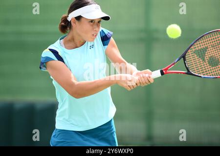 Sara Yoshida (JPN), 25. SEPTEMBER 2024 - Tennis : Mädchen Singles 2. Runde Spiel im Utsubo Tennis Center während der Osaka Mayor's Cup World Super Junior Tennis Championships 2024 in Osaka, Japan Credit: SportsPressJP/AFLO/Alamy Live News Stockfoto
