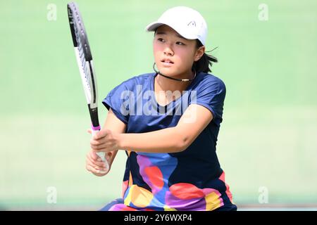 Konatsu Fujii (JPN), 25. SEPTEMBER 2024 - Tennis : Mädchen Singles 2. Runde Spiel im Utsubo Tennis Center während der Osaka Mayor's Cup World Super Junior Tennis Championships 2024 in Osaka, Japan Credit: SportsPressJP/AFLO/Alamy Live News Stockfoto