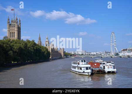 Blick auf die Themse und das Parlament von der Lambeth Bridge Stockfoto