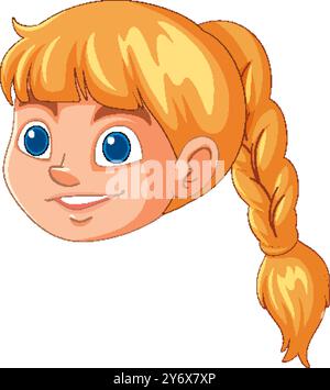 Illustration eines Mädchens mit blondem Zopf Stock Vektor