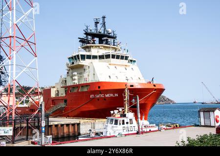 Atlantic Merlin Schiff im Hafen in St. John's, Neufundland & Labrador, Kanada Stockfoto