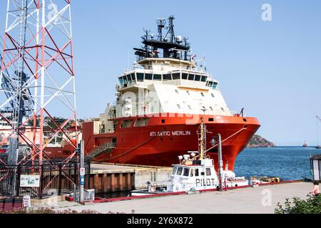 Atlantic Merlin Schiff im Hafen in St. John's, Neufundland & Labrador, Kanada Stockfoto