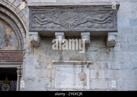 Sant Feliu de Girona, Sarkophag der Sitjar-Familie, Girona, Katalonien, Spanien. Stockfoto