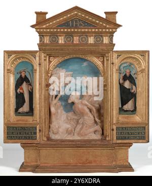 Damián Forment (Bildhauer); Juan de Juanes (Vicente Juan Masip) (Maler) / Portable Oratory with the Buße Saint Jerome. Ca. 1520. Geschnitzt, Vergoldet, Polychromatiert. Museum: Museo del Prado, Madrid, España. Stockfoto