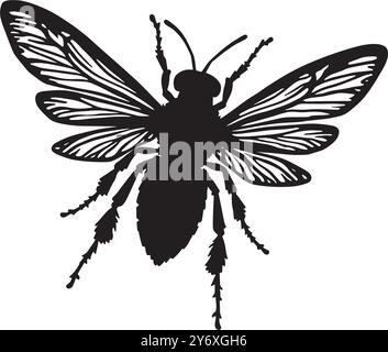 Silhouette BEE Professional Schwarz-weiß-Logo, geeignet für eine Vielzahl von Branchen. Minimalistische Ästhetik, isoliert auf weißem Hintergrund. Stock Vektor