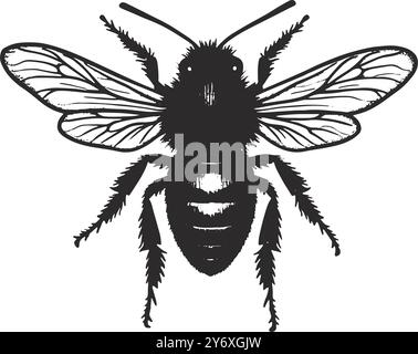 Silhouette BEE Professional Schwarz-weiß-Logo, geeignet für eine Vielzahl von Branchen. Minimalistische Ästhetik, isoliert auf weißem Hintergrund. Stock Vektor