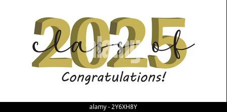 Klasse der 2025 Graduierung Zitat Typografie Vektorsublimation. Senior Class von 2025 Graduierung Retro Vintage Typografie Sublimation auf weißem Hintergrund Stock Vektor