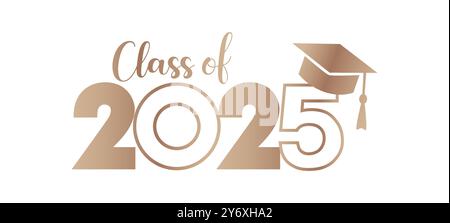 Klasse der 2025 Graduierung Zitat Typografie Vektorsublimation. Senior Class von 2025 Graduierung Retro Vintage Typografie Sublimation auf weißem Hintergrund Stock Vektor