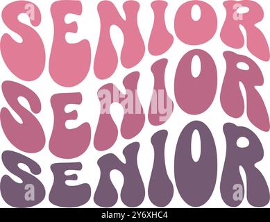 Klasse der 2025 Graduierung Zitat Typografie Vektorsublimation. Senior Class von 2025 Graduierung Retro Vintage Typografie Sublimation auf weißem Hintergrund Stock Vektor