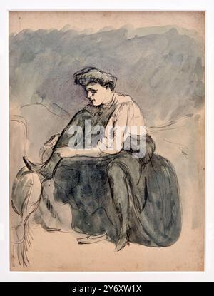 Femme se chaussant, vers 1906 - 1910, Aquarelle et Mine Graphit sur Papier, Julio González, 1876, Barcelone (Espagne) - 1942, Arcueil (Frankreich), Centr Stockfoto