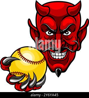 Devil Softball Sportmannschaft Maskottchen Stock Vektor