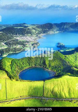 Schönen See von Sete Cidades, Azoren, Portugal Europa Stockfoto