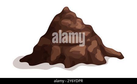 Gestaltungselement für Bodenpfahl, geschliffene Haufen. Bio-Landwirtschaft Gartenkompost, Schmutz. Gartenarbeit. Brauner Schlamm oder Rasen, Ton. . Vektorabbildung Stock Vektor