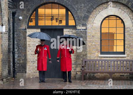 Royal Hospital Chelsea, Royal Hospital Road, London, Großbritannien. September 2024. Das Chelsea History Festival (25-29. September) ist das jährliche Flaggschiff des neu eröffneten Chelsea Heritage Quarter, einem Kulturerbe-Ziel, das vier bemerkenswerte Institutionen vereint - National Army Museum, Royal Hospital, Chelsea Physic Garden und Cadogan. Bild: Der neue Stallhof Soane am Royal Hospital Chelsea, der im Oktober für die Öffentlichkeit geöffnet wird. Der Soane Stable Yard ist ein wegweisendes Beispiel für Sir John Soanes Architektur, erbaut 1814–1817 und kürzlich umfassend renoviert. Quelle: Malcolm Park/Alamy Live Stockfoto