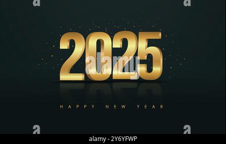 Feier Happy New Year 2025 Design Hintergrund Banner Postkarte. Mit bunten abgeschnittenen Zahlendarstellungen. Premium-Vektor-Design Silvester Stock Vektor