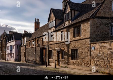 Historische Gebäude an der Merton Street, Oxford, Großbritannien Stockfoto