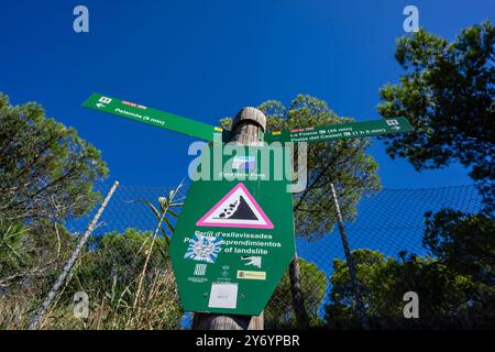 Beschilderung an der Ronda Road, Les Pots Beach, Palamós, Girona, Katalonien, Spanien Stockfoto