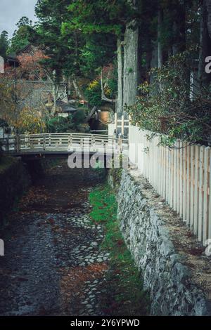 Details zu den Straßen von Koyasan im Herbst Stockfoto