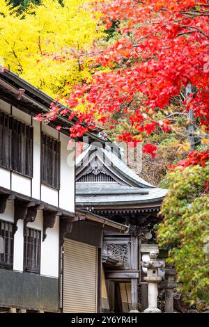 Details zu den Eingängen und Dächern der Stadt Koyasan Street Stockfoto