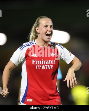 Beth Mead feiert ihr Tor in der zweiten Runde der UEFA Champions League, im zweiten Leg zwischen Arsenal und BK Häcken am Donnerstag, den 26. September 2024, im Meadow Park in Borehamwood. (Foto: Jade Cahalan | MI News) Credit: MI News & Sport /Alamy Live News Stockfoto