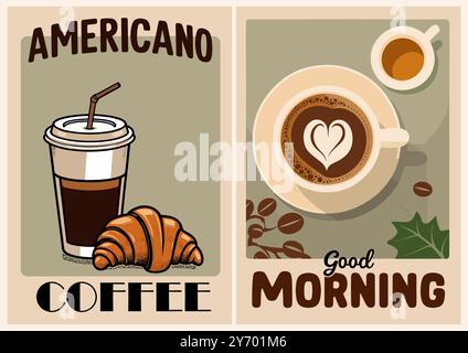 Set von Kaffeepostern im Retro-Stil Vektorkunst Stock Vektor