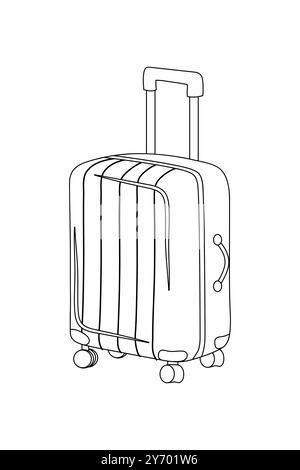 Gemütlicher Winter, süßer Koffer schwarz-weiß, Linie. Vektorabbildung Stock Vektor