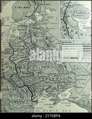 2 Weltkrieg - Eine Karte der Ostfront 1941 - Seconde Guerre mondiale - Une carte du front de l'Est en 1941 - Zweiter Weltkrieg - eine Karte der Ostfront im Jahr 1941 - Вторая мировая война 1941 году - Карта Восточного фронта в - Вторая мировая война 1941 Карта Восточного фронта в - году - Вторая мировая война 1941 Карта Восточного фронта в году - Stockfoto