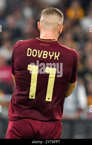 Rom, Italien. September 2024. Artem Dovbyk von AS Roma in der ersten Qualifikationsrunde der Europa League - Spiel im 1. Legs zwischen Roma und Athletic Bilbao im Olympiastadion. Endergebnis; Roma 1:1 Athletic Bilbao. (Foto: Mattia Vian/SOPA Images/SIPA USA) Credit: SIPA USA/Alamy Live News Stockfoto