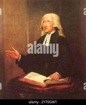 John Wesley, 1788. Von William Hamilton (1751–1801). John Wesley (1703–1791), englischer Geistlicher, Theologe und Evangelist, der einer der Anführer einer Erweckungsbewegung innerhalb der Church of England war, die als Methodismus bekannt war. Stockfoto