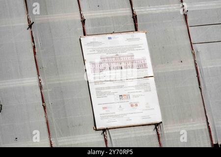 Roma, Italien. September 2024. Lavori di ristrutturazione delle facciate della Suprema Corte di Cassazione. Palazzo di Giustizia in Piazza Cavour a Roma, Venerdì 27 Settembre 2024 (Foto Mauro Scrobogna/LaPresse) Renovierungsarbeiten an den Fassaden des Obersten Kassationsgerichts. Justizpalast auf der Piazza Cavour in Rom, Freitag, 27. September 2024 (Foto: Mauro Scrobogna/LaPresse) Credit: LaPresse/Alamy Live News Stockfoto