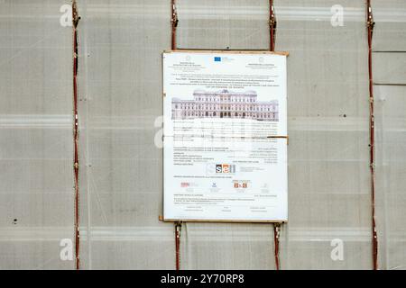 Roma, Italien. September 2024. Lavori di ristrutturazione delle facciate della Suprema Corte di Cassazione. Palazzo di Giustizia in Piazza Cavour a Roma, Venerdì 27 Settembre 2024 (Foto Mauro Scrobogna/LaPresse) Renovierungsarbeiten an den Fassaden des Obersten Kassationsgerichts. Justizpalast auf der Piazza Cavour in Rom, Freitag, 27. September 2024 (Foto: Mauro Scrobogna/LaPresse) Credit: LaPresse/Alamy Live News Stockfoto