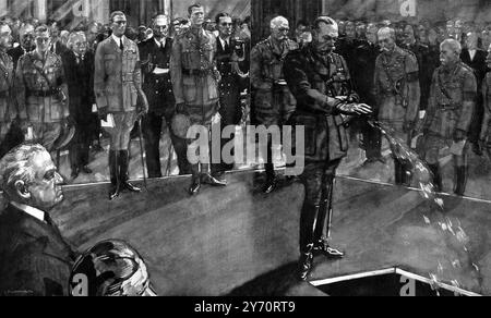 Beerdigung des Unbekannten Kriegers 11. November 1920. " Erde zu Erde , Asche zu Asche , Staub zu Staub " : der König sprengt französischen Boden von einer silbernen Schale auf den Sarg im Grab der Westminster Abbey während der Lesung durch den Dekan der Vollstreckungsurkunde . 20. November 1920 Stockfoto