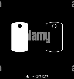 Hund Tag Militär Soldat Tiermarken für Kragen Set Icon weiße Farbe Vektor Illustration Bild einfache feste Füllung Umrisskontur Linie dünn flach Stock Vektor