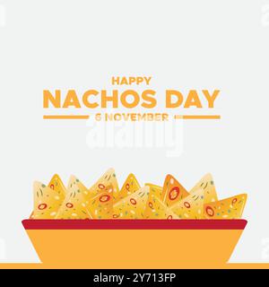 Happy Nachos Day, 6. November Nachos Day, Vorlage für soziale Medien, Post, Banner Design, Nachos Day Konzept Design. Stock Vektor