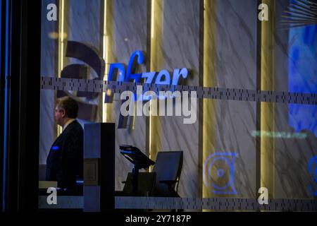 Pfizer World Headquarters am Mittwoch, 25. September 2024, am 66 Hudson Boulevard in der Hudson Yards Development in New York. (© Richard B. Levine) Stockfoto