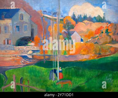 Landschaft in der Bretagne, David's Mill, Paysage de Bretagne, Le Moulin David, Paul Gauguin, 1894, Stockfoto