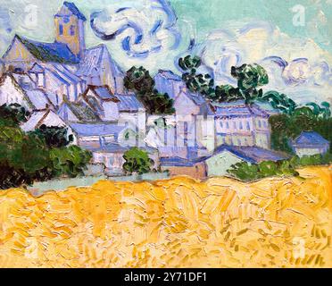 Blick auf Auvers-sur-Oise, Blick auf Auvers mit Kirche, Vincent van Gogh, 1890, Stockfoto