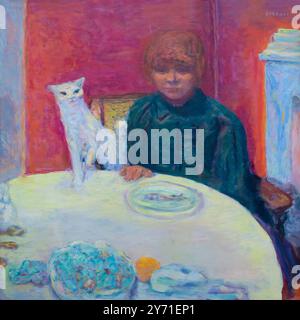 Frau mit Einer Katze, die anspruchsvolle Katze, La Femme au Chat, Le Chat Exigeant, Pierre Bonnard, um 1912, Stockfoto