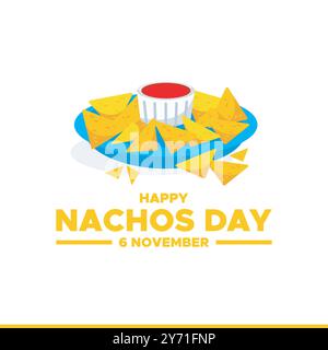 Happy Nachos Day, 6. November Nachos Day, Vorlage für soziale Medien, Post, Banner Design, Nachos Day Konzept Design. Stock Vektor